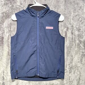 Vineyard Vines Vest Youth Size Medium Blue Polyester Full Zip Up
